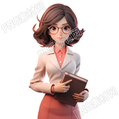 女教师3D模型透明背景图形素材