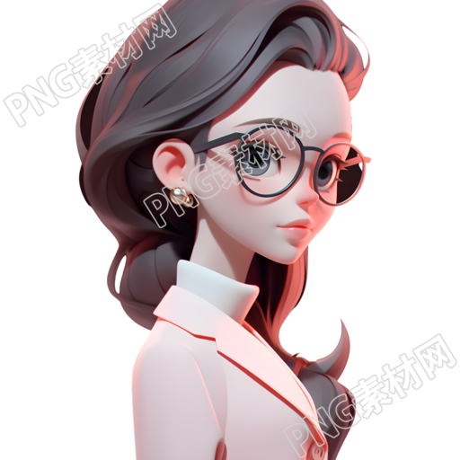 美女老师3D透明背景插画