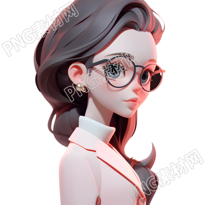 美女老师3D透明背景插画
