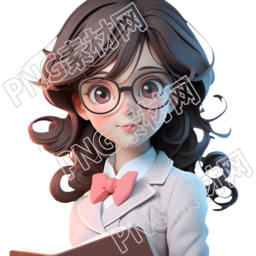 高清透明背景的女教师3D模型元素