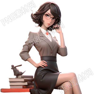 女教师3D模型插画
