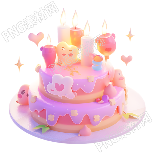 唯美生日蛋糕3D黏土模型插图