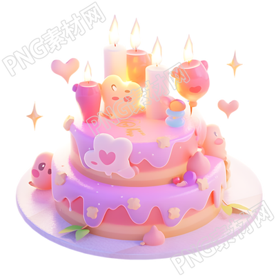 唯美生日蛋糕3D黏土模型插图