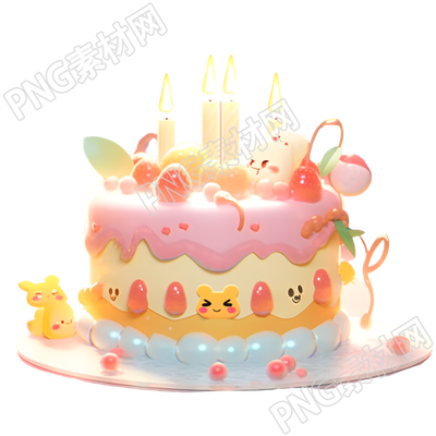 生日蛋糕透明背景插画设计元素