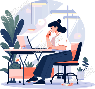 上班的女生插画素材设计