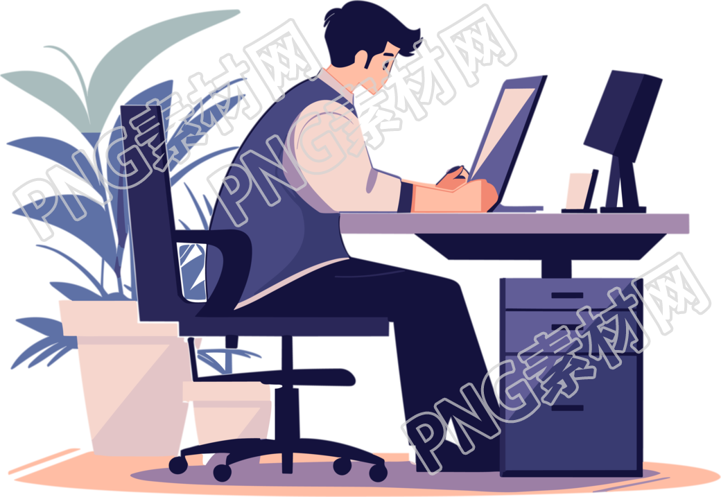 办公男生商业插画设计素材