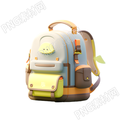 透明背景小学生书包PNG图形素材