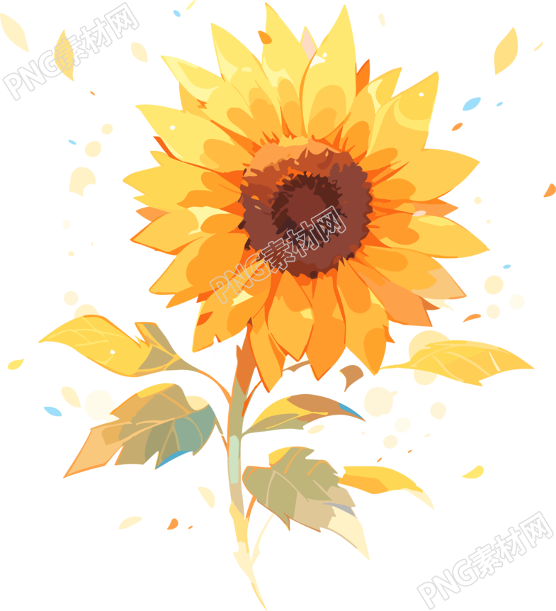 水彩风格太阳花插画PNG