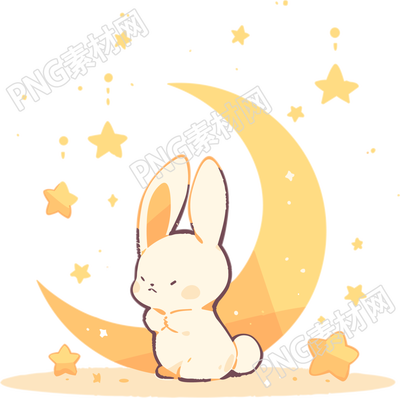 中秋节插画设计手绘卡通兔子素材