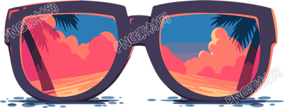 落日余晖太阳镜插画设计