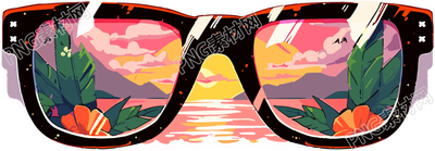 太阳镜海边度假插画元素