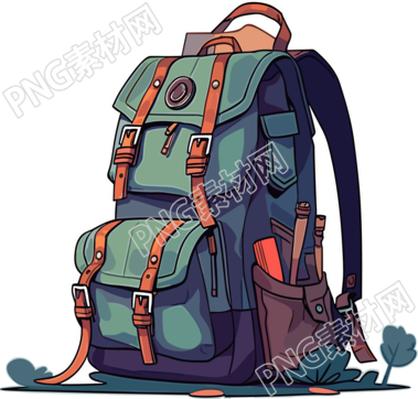 旅行背包干净背景高清插画