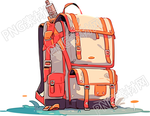 清新风格旅行背包插画