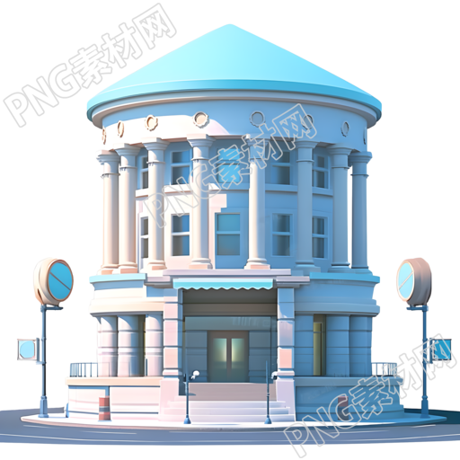 银行建筑3D模型插图