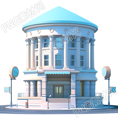 银行建筑3D模型插图