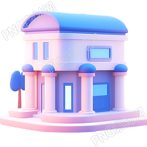 银行建筑3D立体插图