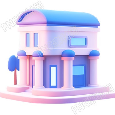 银行建筑3D立体插图