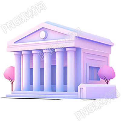 粉紫色渐变的银行建筑插图