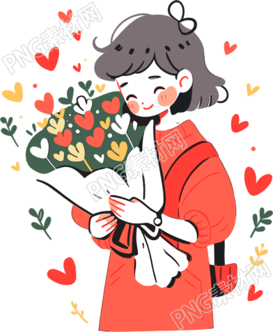 老师手持花束扁平风格插画