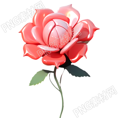 3D玫瑰花膨胀气球PNG图形素材