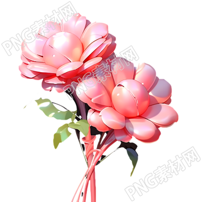 膨胀气球玫瑰三维模型插图