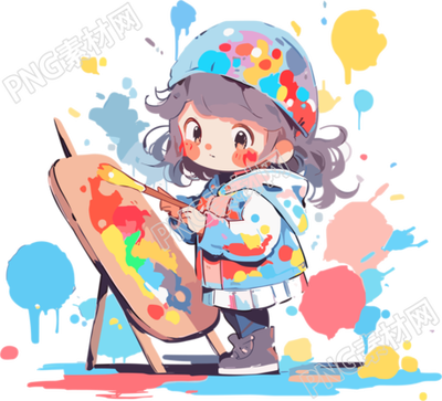 手绘插画涂鸦女孩PNG素材