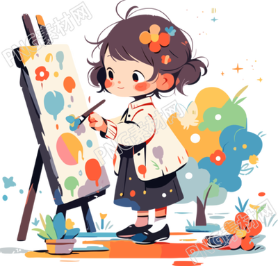 可商用绘画的小女孩插画素材