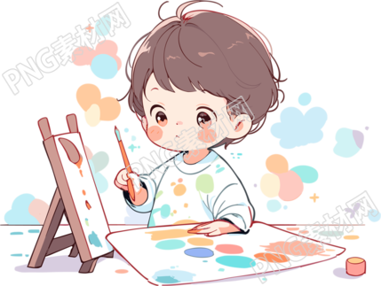 手绘透明背景男孩涂鸦插画设计元素