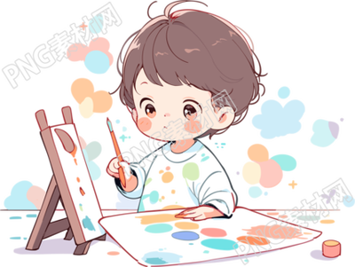手绘透明背景男孩涂鸦插画设计元素