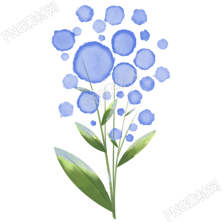 手绘水彩画紫色小花PNG插画