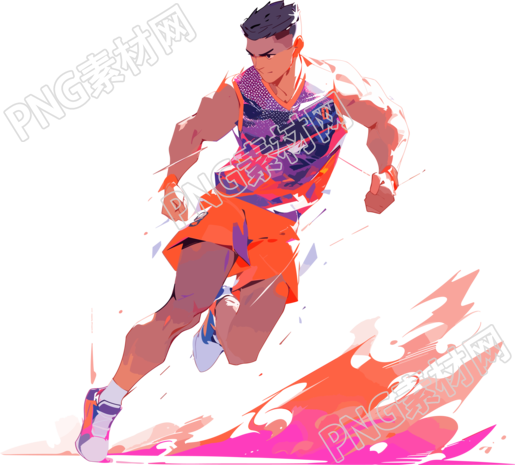 帅气的男性运动员插图PNG