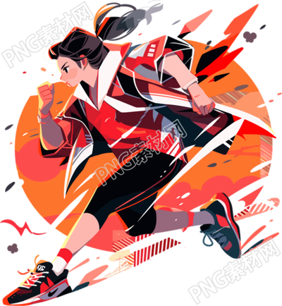 红色运动服中国运动员插画素材