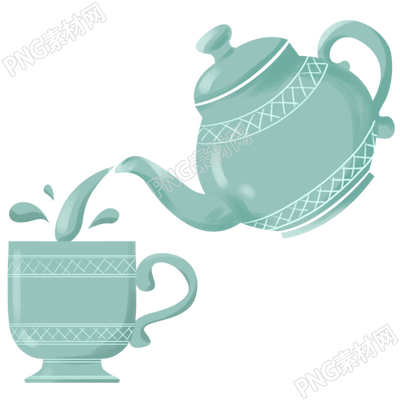 高清透明背景茶壶和茶杯PNG素材