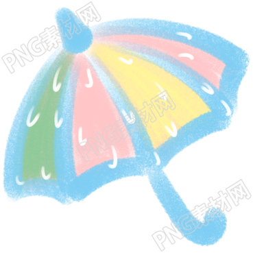 手绘小雨伞和水滴童趣风插画