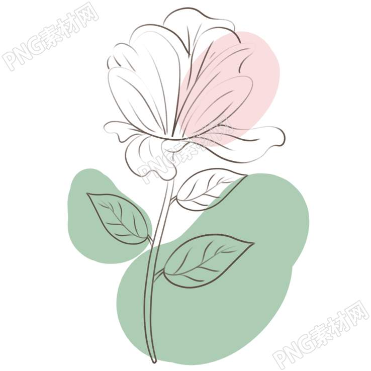 一支鲜花线条花朵创意插画