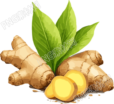 高清透明背景生姜新叶PNG插图