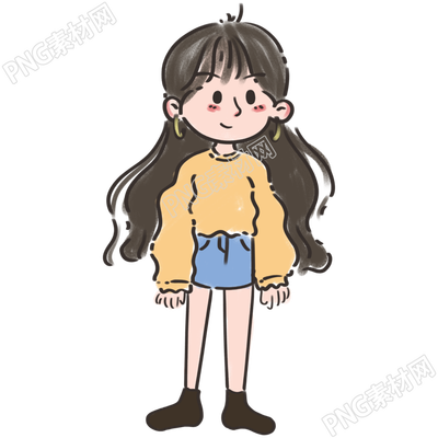 手绘可爱的小女孩童趣风插画