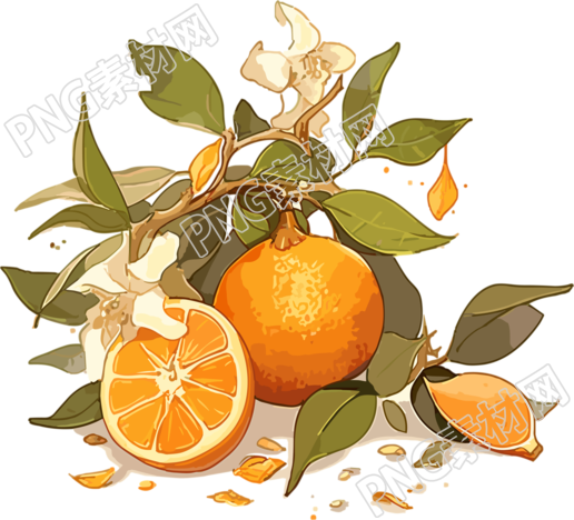 水果橙子素材插画