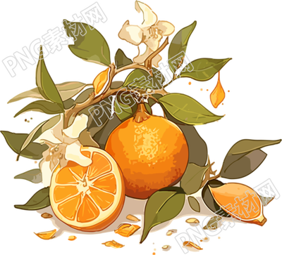 水果橙子素材插画