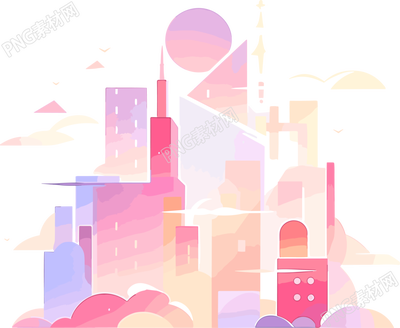 简洁风格城市插画设计元素