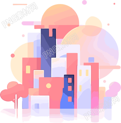 创意设计夕阳下的城市商业可用插画
