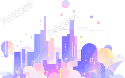 星光闪闪的紫色城市剪影插画设计素材