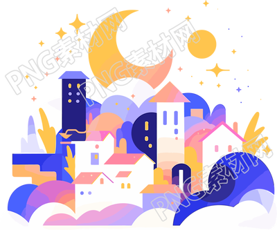 简约线条城市插画设计素材