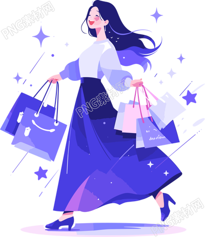 女性商店购物插画素材