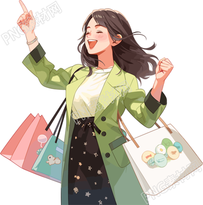 女性购物后的快乐插画