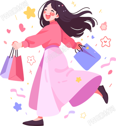 女孩购物商业插画设计素材