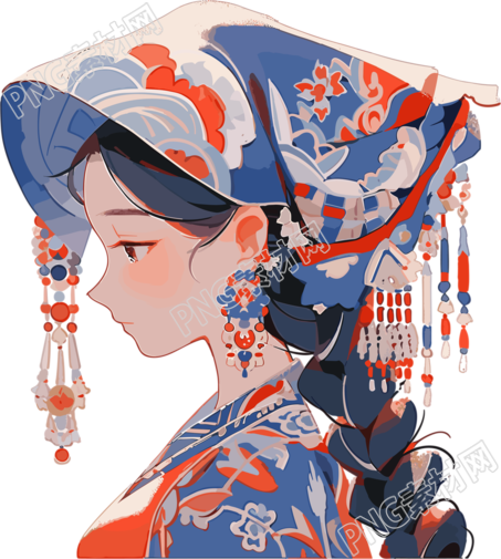 传统女子现代中国艺术珠宝元素