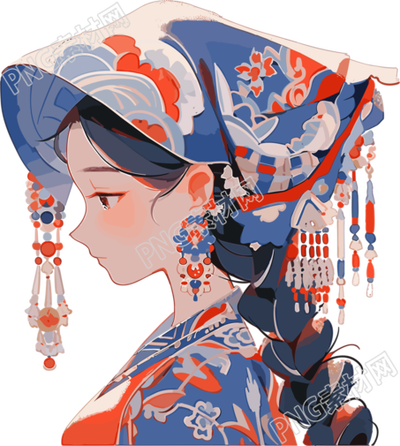 传统女子现代中国艺术珠宝元素