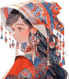 传统珠宝女孩头饰当代民俗色彩图素材