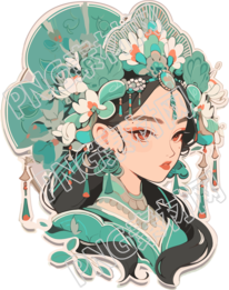 红蓝色女孩头饰装饰品 PNG 图形素材